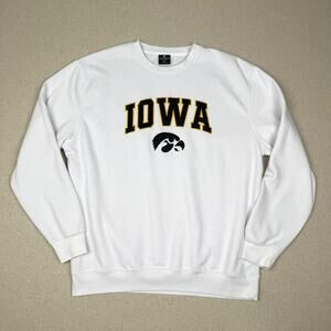 Colosseum Iowa Hawkeyes White Fleece Crewneck Sweatshirt Men’s XXL